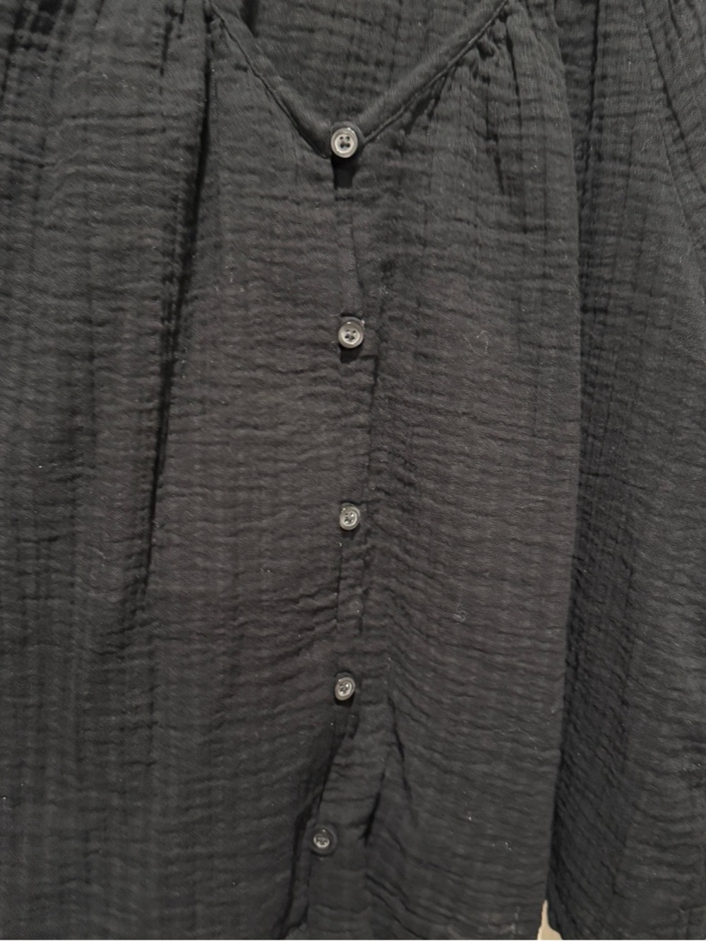 Universal Thread Black Button-Front Peasant Blouse Cotton - Picture 4 of 8